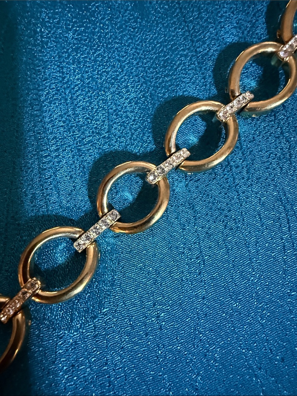 Gold Link and CZ Circle Bracelet - Women Jewelry